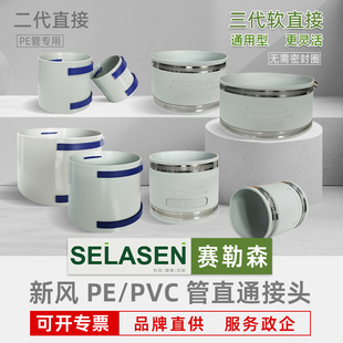 赛勒森第三代TPV软胶直接头PE管道直通PVC管通用接头新风系统配件