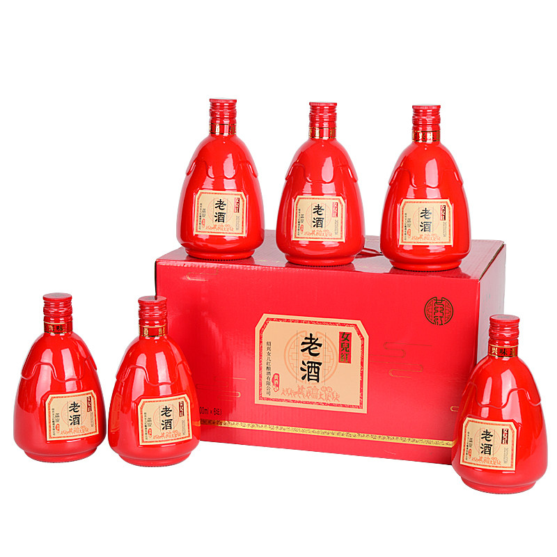 女儿红绍兴黄酒正红糯米花雕酒半干型500ml*6瓶装绍兴酒整箱礼盒
