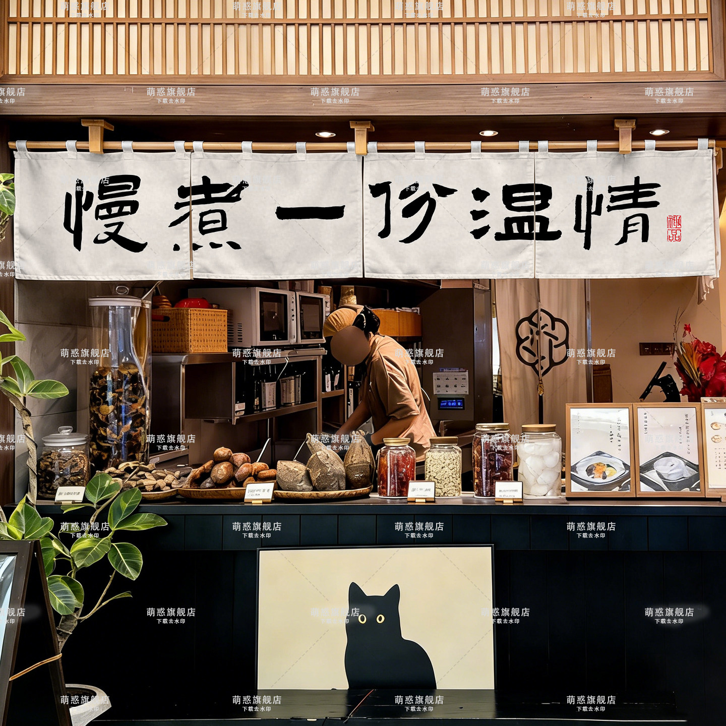 定制短门帘半帘糖水甜品咖啡店帘子挂布帘装饰遮挡帘厨房门帘隔断