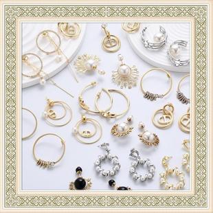 D家/迪家猪鼻子经典镶钻耳钉CD字母高版本珍珠夸张耳饰女工厂直销