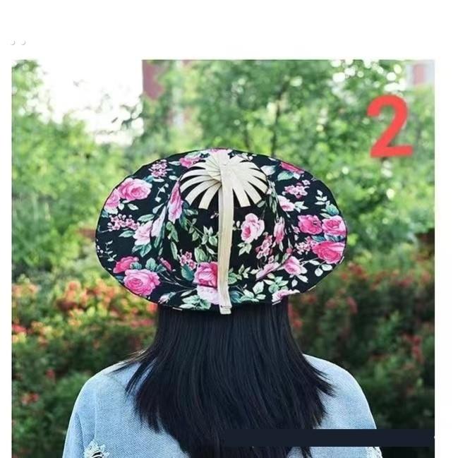扇子帽子两用竹扇折叠帽子可以折叠的太阳帽下地干活防晒帽子百搭