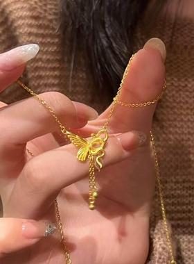 色灵蛇与蝴蝶流苏项链新中式复古蛇年锁骨链