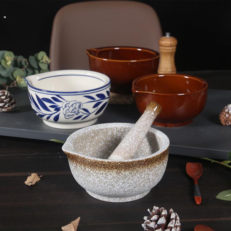 陶瓷湘菜擂钵老式擂钵湖南擂辣椒皮蛋擂椒拌饭茄子捣蒜研磨蒜臼子