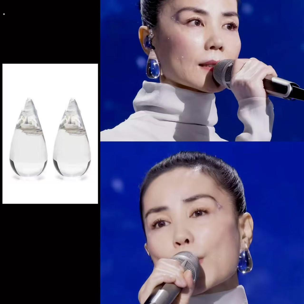 王菲同款透明水滴耳环女简约气质耳坠波西米亚风耳饰