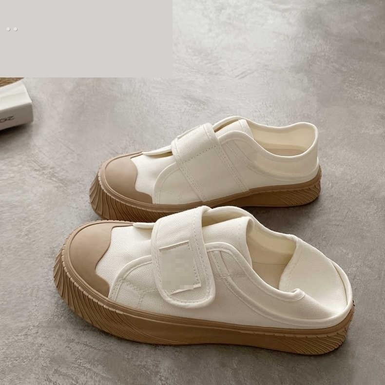 孕晚期脚肿鞋子秋魔术贴可踩两穿帆布鞋女夏季薄款百搭小白鞋