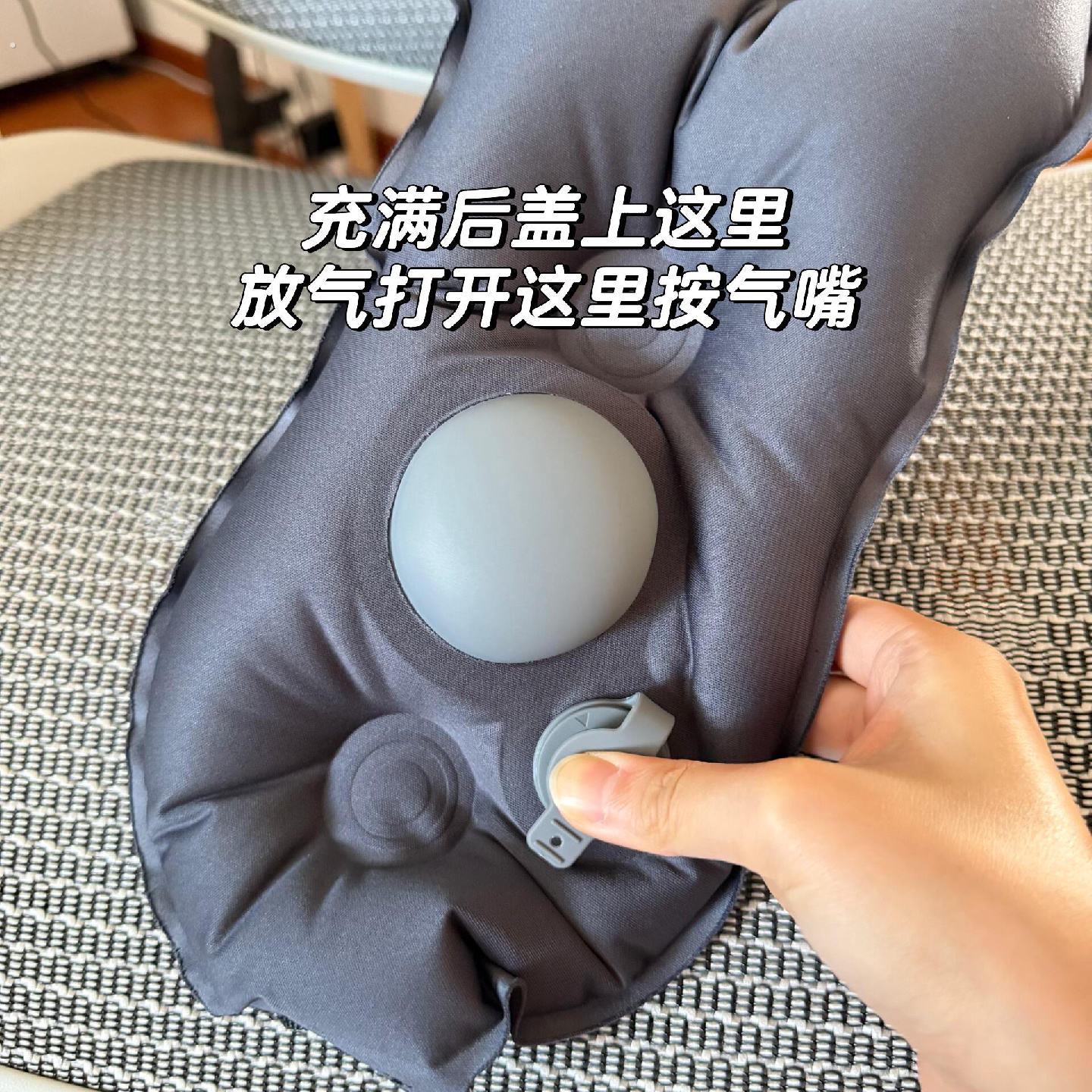 充气腰靠久坐护腰靠枕按压自充式随行枕男女生长途旅行折叠便携枕
