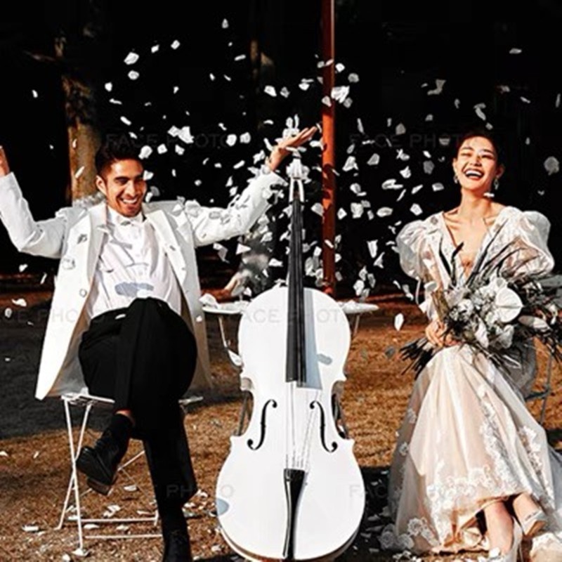 婚纱摄影道具户外白色遮阳伞三亚海边拍摄道具旅拍大提琴桌椅道具