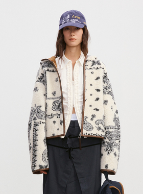 Howwell 25AW 腰果绒拼麂连帽夹克 撞色拼接保暖连帽外套