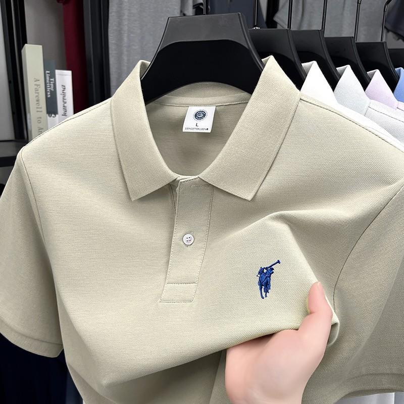 高端POLO衫短袖T恤男士2025夏季新款商务刺绣翻领男款半袖潮