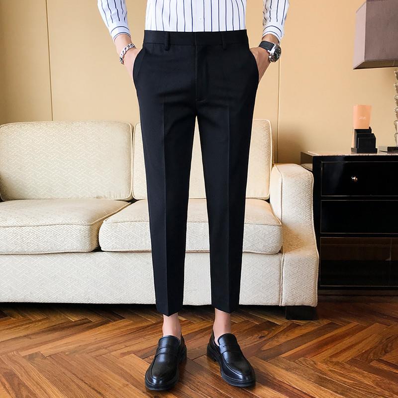 夏季薄款垂感高端九分西裤男修身小脚韩版潮流商务裤子男士休闲裤