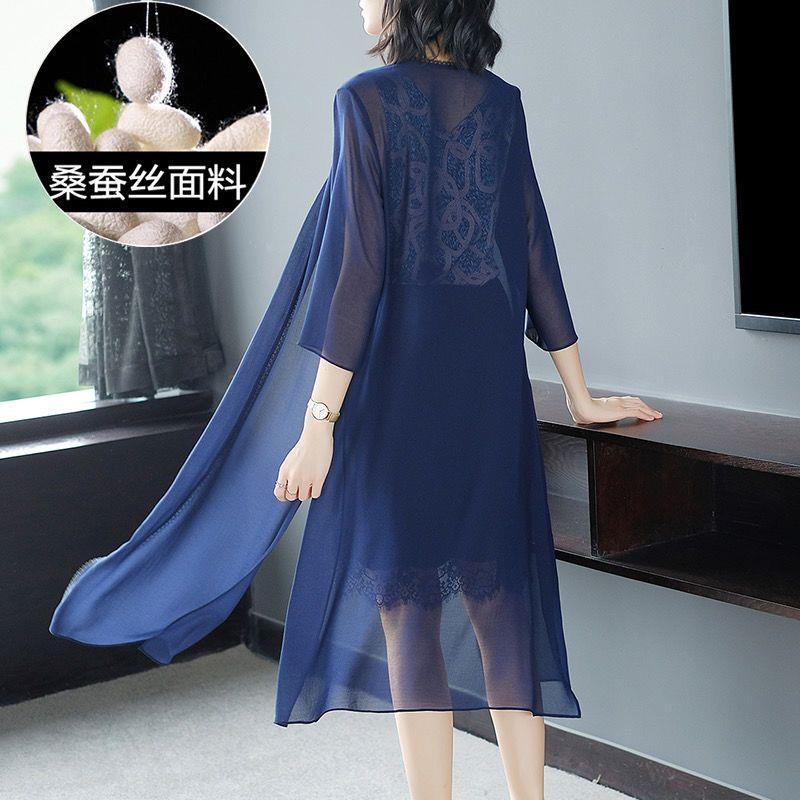 真丝防晒衣女2025夏季新款超仙薄款桑蚕丝外搭开衫中长款披肩外套