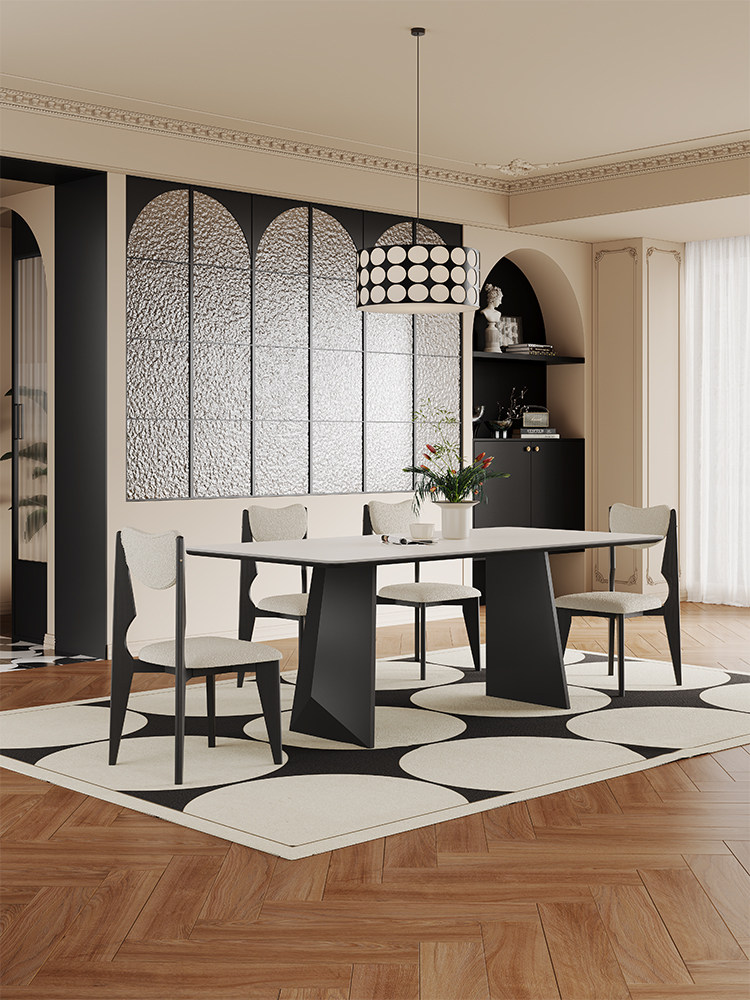 岩板实木餐桌轻奢高端定制实木腿悬浮长方形哑光白色小户型餐桌椅,住宅家具,岩板餐桌,淘宝优惠券,粉丝福利购,淘宝优惠卷