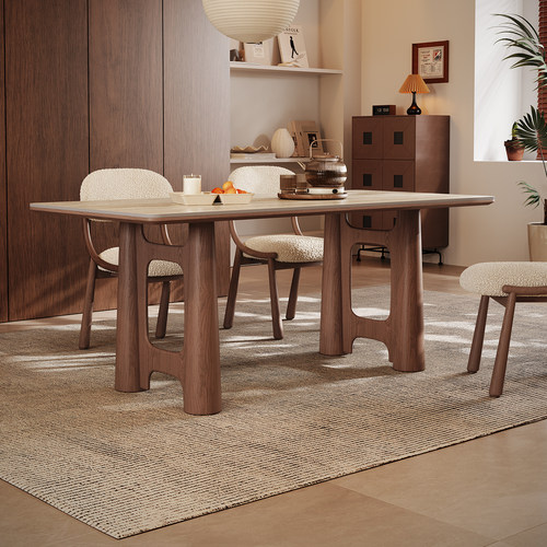 奥古斯特实木岩板餐桌降价了