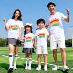 亲子装 T恤彩虹图案运动会班服幼儿园logo夏 一家三口四口纯棉短袖