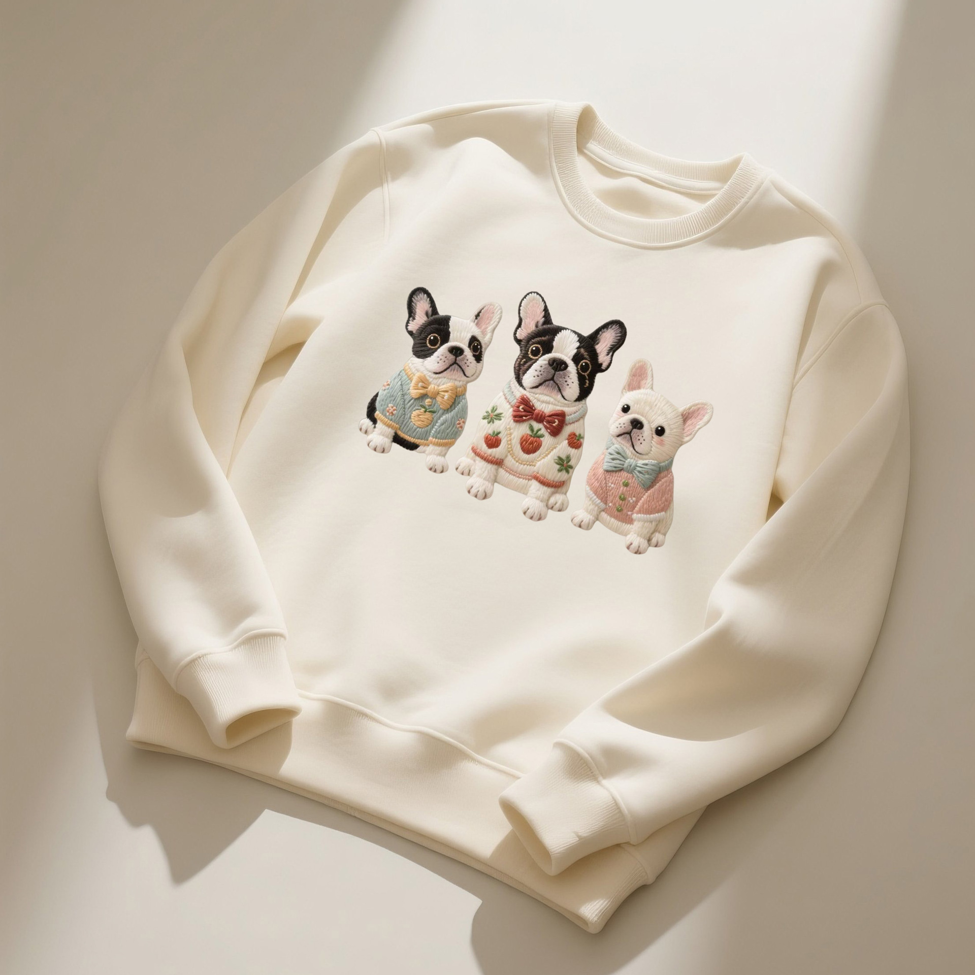 ins韩版童装卫衣圆领宽松小女生衣服可爱狗狗印花秋冬长袖打底衫