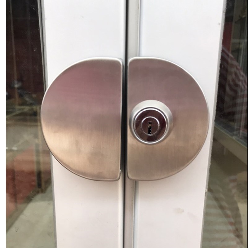 店面有框玻璃门锁铝合金不锈钢包边木门单门双开门推拉移门趟钩