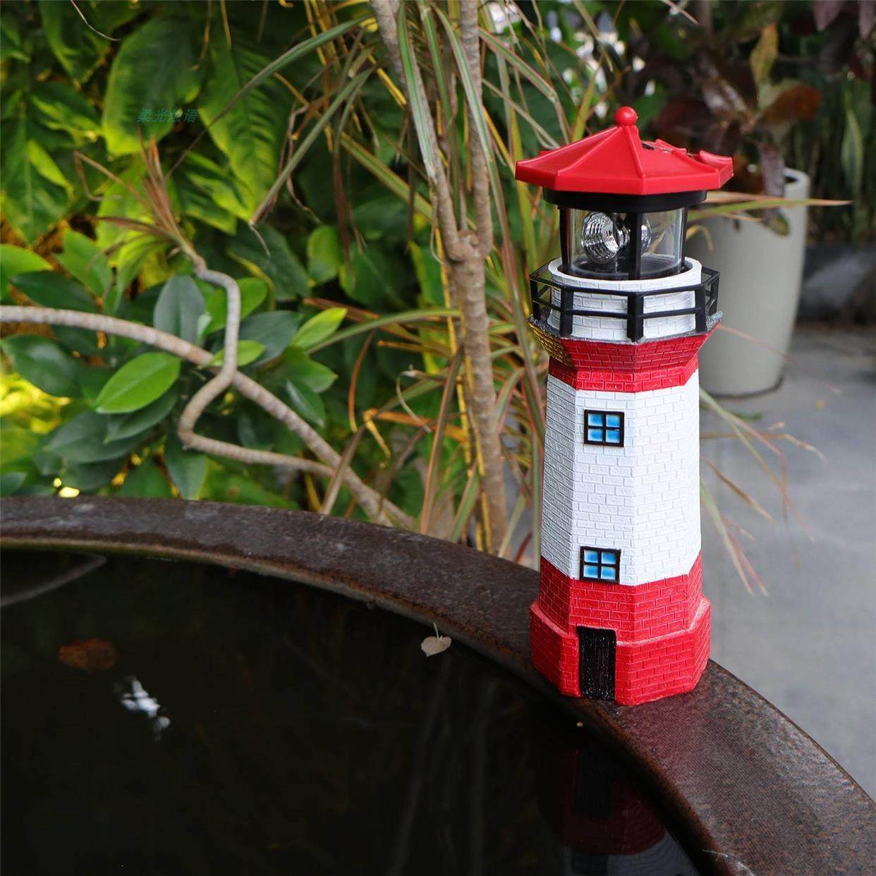 太阳能旋转灯塔树脂件ed花庭l院灯户外装饰摆景观草坪dwj园灯