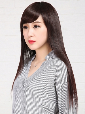 假发女长发直发斜刘x海时尚假发套自然逼真全头发型