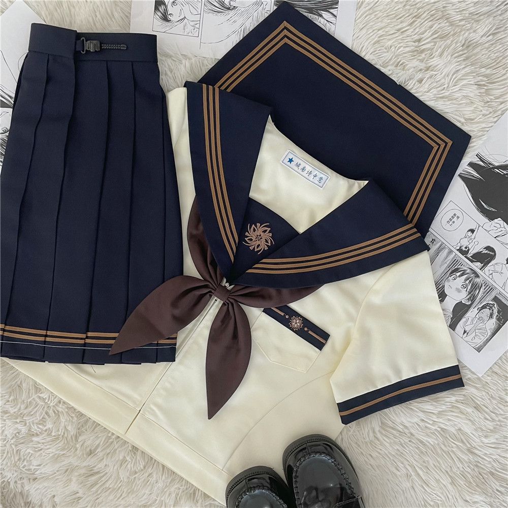 【岁樱】城南诗中意原创水手服jk制服套装长短袖夏季校供感百褶裙