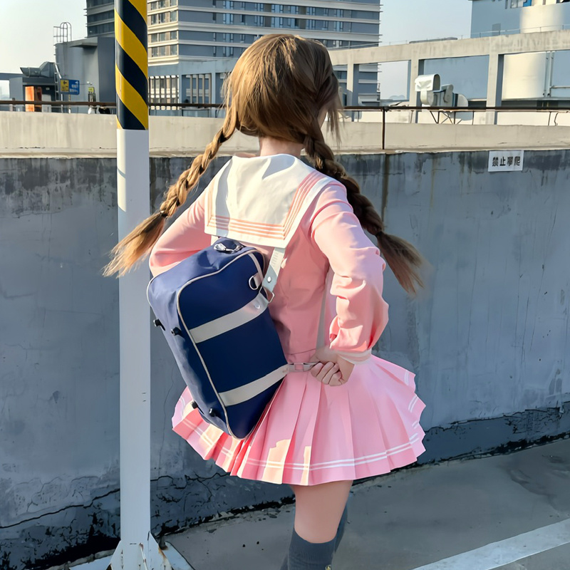 甜嗑原创正版【小黛】jk制服女日系学院风水手服粉色长袖刺绣套装