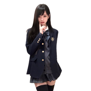 花千猪圣研高绀色西装新品 JK原创制服女学院风三粒扣西装外套