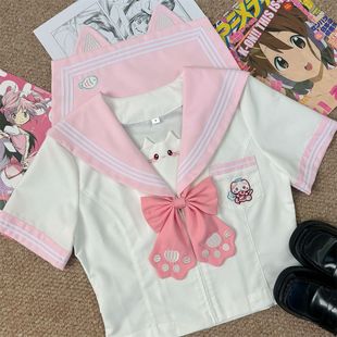 【海盐喵喵】知半城原创萌款jk制服裙幼稚园可爱短袖甜美日系套装