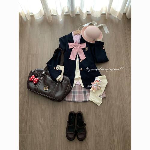 秋冬新品制服日系学院甜美杏色长袖开衫漫感衬衫JK三粒扣西服叠穿