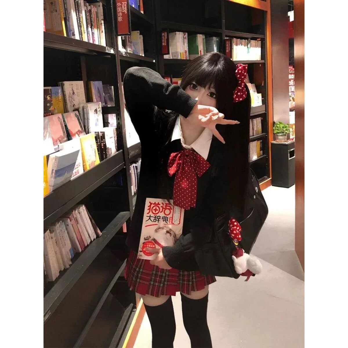 jk制服小辣椒学院原创毛衣套头秋冬长袖上衣格裙短裙针织衫套装女