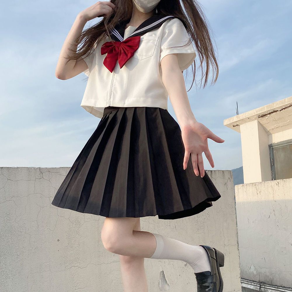 日系jk制服黑三本学院风中间服校供长袖女正统基础款水手服套装裙
