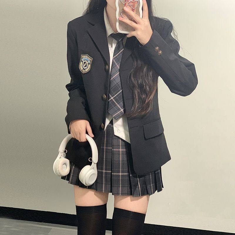 jk制服小西服套装女秋季款外套学院风校供感短款洋气长西服女外套