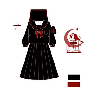 青月社原创十字圣歌正版正统JK制服正品不良风暗黑长裙日系水手服