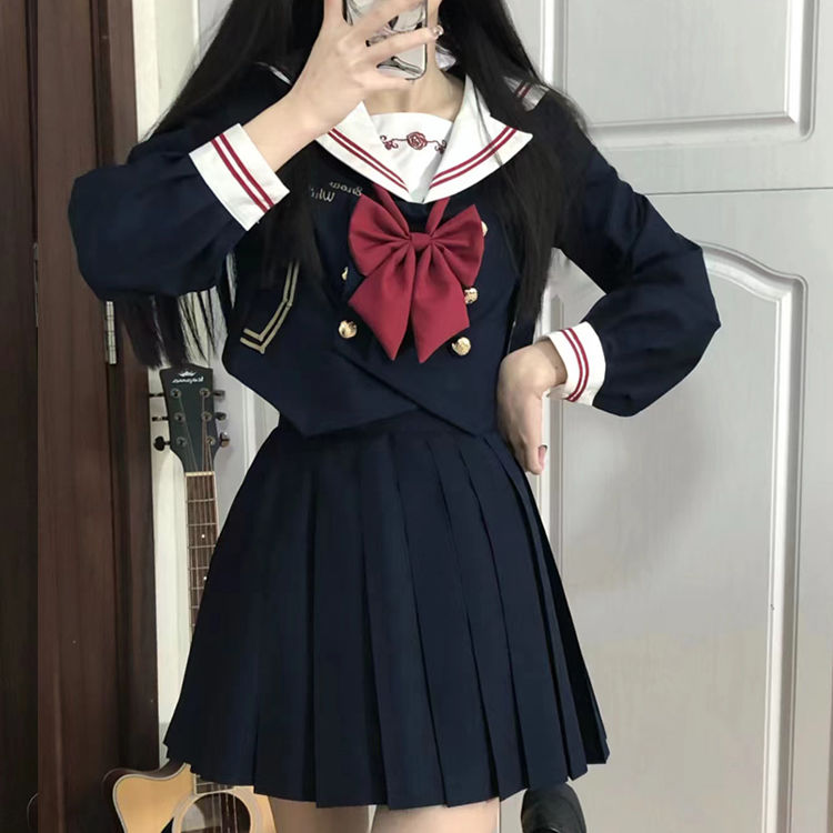 原创jk制服水手服绀色基础款套装正统日系中间服学院风班服校服春