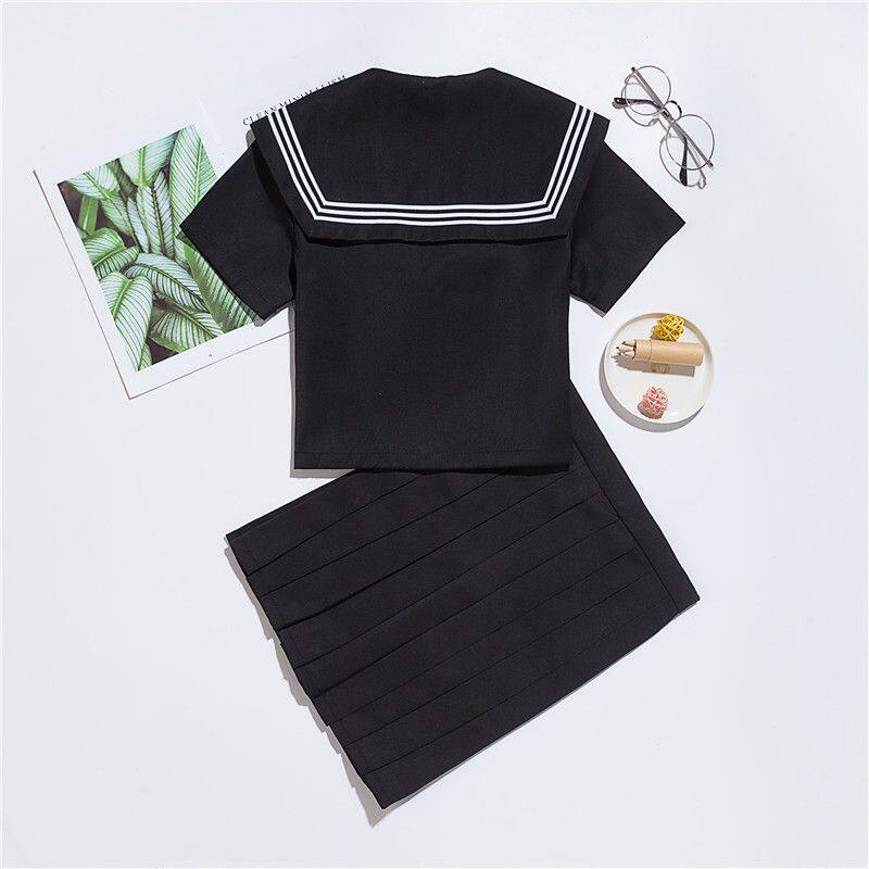 高端日系黑三本正统秋冬jk制服学生服班服毕业服水手服百褶裙套装