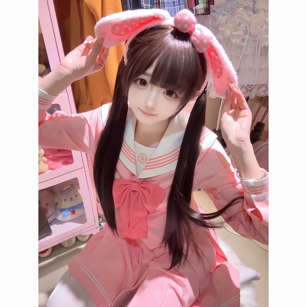 甜嗑【小黛】原创正版jk制服女日系学院风水手服粉色长袖刺绣套装