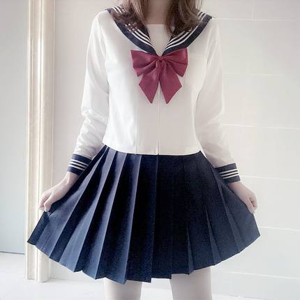 日系白三本JK制服裙正版中间服基础款正统水手服学院风套装长裙女