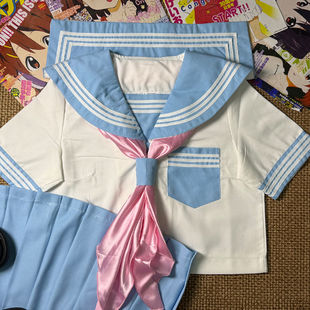 喵喵酱复刻Bodyline八色基础蓝色短袖JK水手服制服学院套装