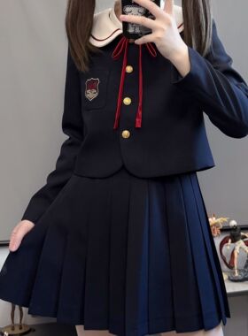 奈川高校/零度句号原创圆领西装外套jk制服套装学院风西服校供感