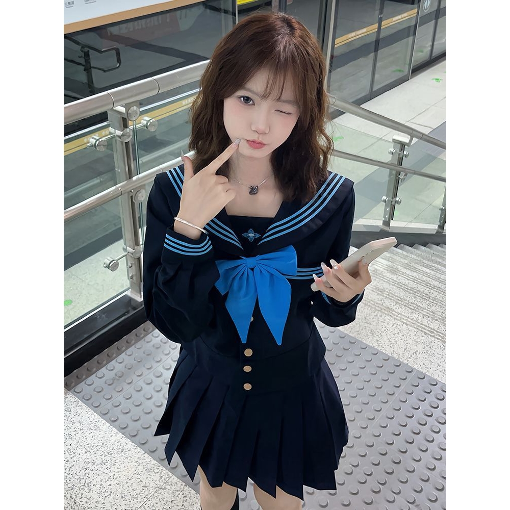 妖言兔兔【椿原中】秋季jk原创收腰水手服制服套装女百褶裙校供感