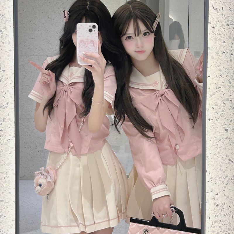 【蝶花】原创jk制服水手服正版日系学院风粉色女学生中间服套装装
