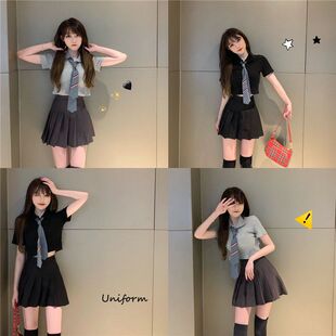 【1154人收藏】JK领带制服裙正版开学季女装学生学院风百褶裙闺蜜