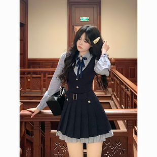 外套學院風套裝 春 日系甜美jk制服假兩件百褶連衣裙西裝 洛斯學院