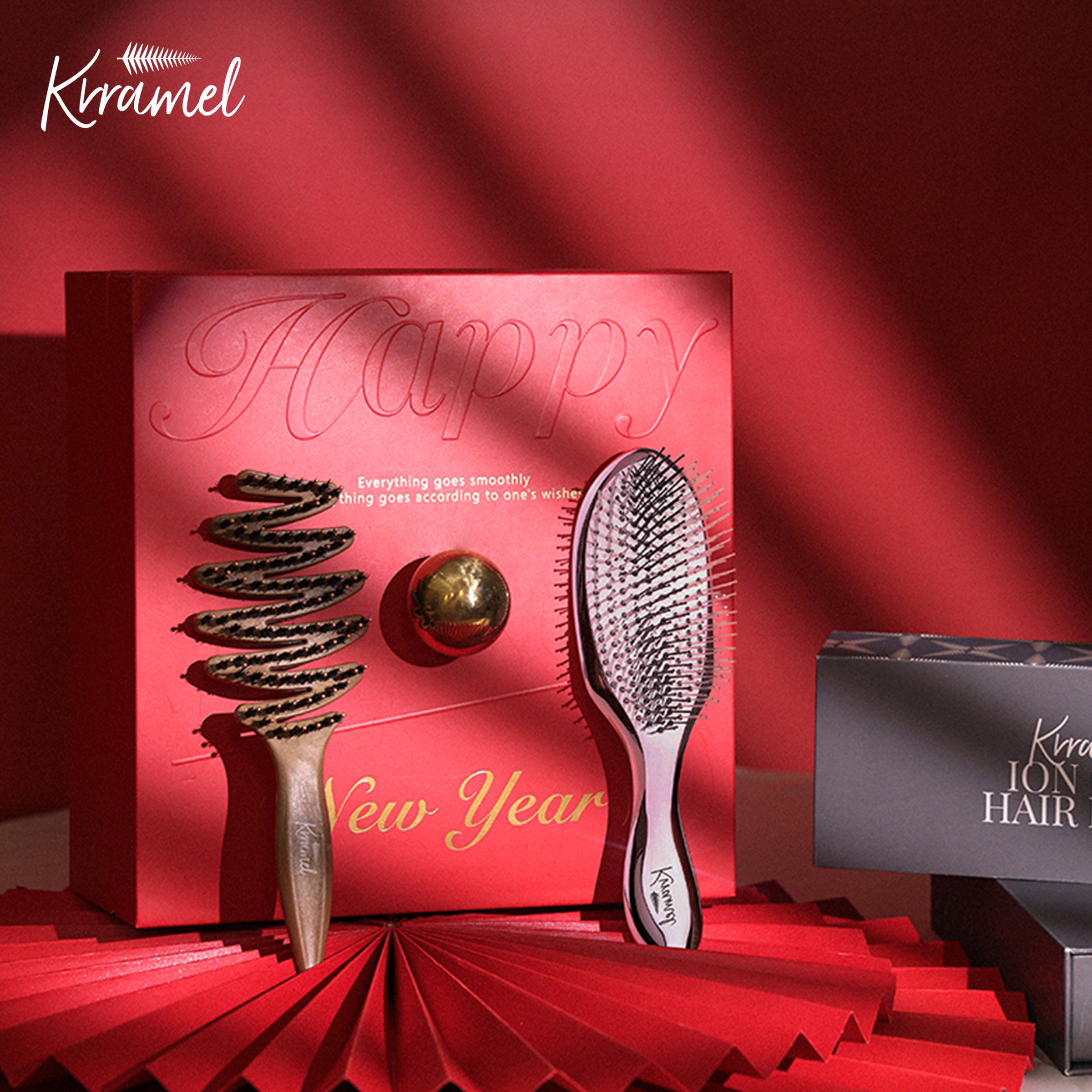 KRRAMEL护发猪鬃梳按摩洗头梳