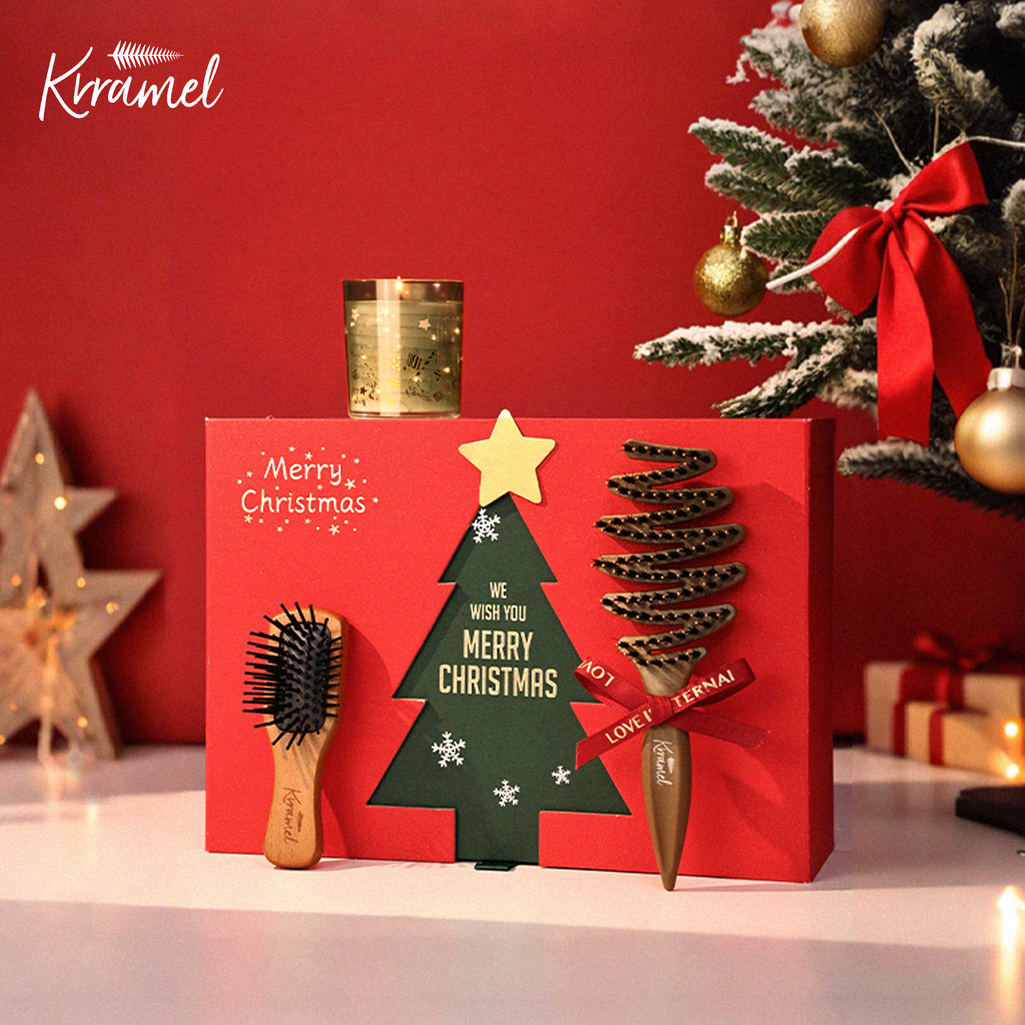 圣诞节限定星光礼盒梳子香氛蜡烛