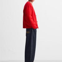 Cabinet 429! New men's wear for spring 2025: European and American red V-neck cardigan knitted sweater 5536451 thumbnail 4