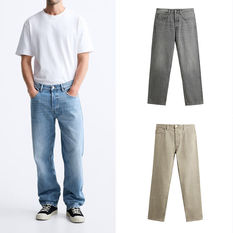 thumbnail for Cabinet 429! New Men's Fashion with Pocket Accents, Versatile Washed Effect, Vintage Straight-Leg Denim Casual Pants 8062320
