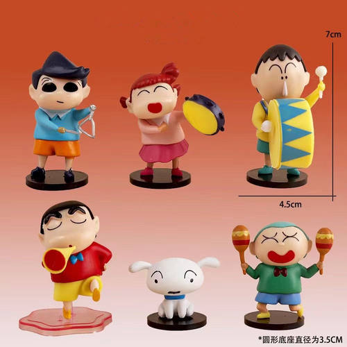 网红可爱乐器蜡笔小新盲盒手办春日部防卫队周边桌面摆件蛋糕公仔