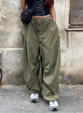 Casual Baggy Wide Leg Sweatpants Loose Low Waist Cargo Pants