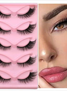 5 Pair Faux Mink Fox Lashes 3D Cat Eye False Eyelashes假睫毛