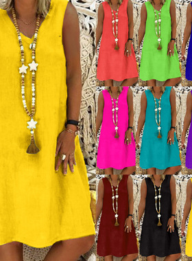 fat women V-neck singlet dress plus size 5xl 胖mm大码连衣裙