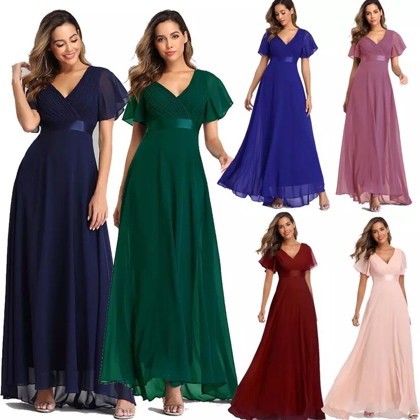 Evening Dresses Ruffles Chiffon Evening Gown Wedding Party